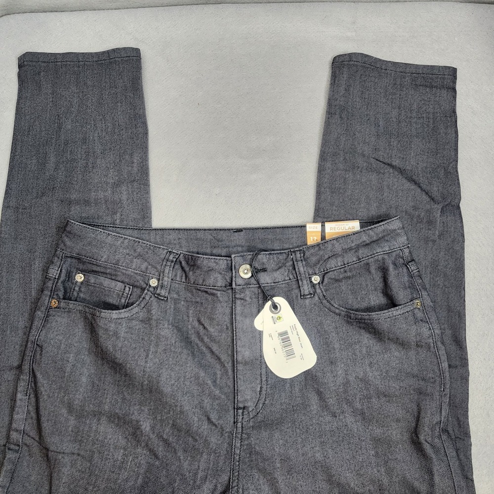 prAna Kayla High Rise Jean Dark Gray Denim Solid Sustainable Womens 12 RG 31x32